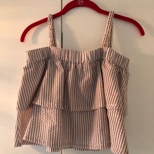 English factory tan seersucker top